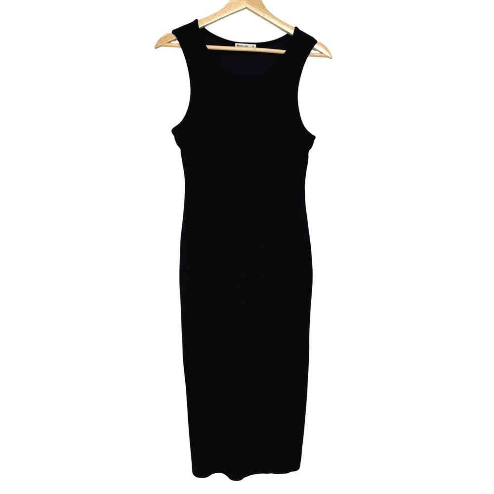 Marine Layer Lexi Daytime Midi Dress Black Ribbed M - Picture 5 of 12